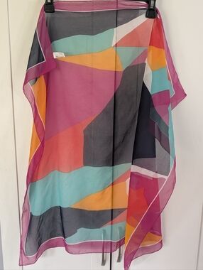 Geometric Colorblock Sheer Scarf - Multicolor